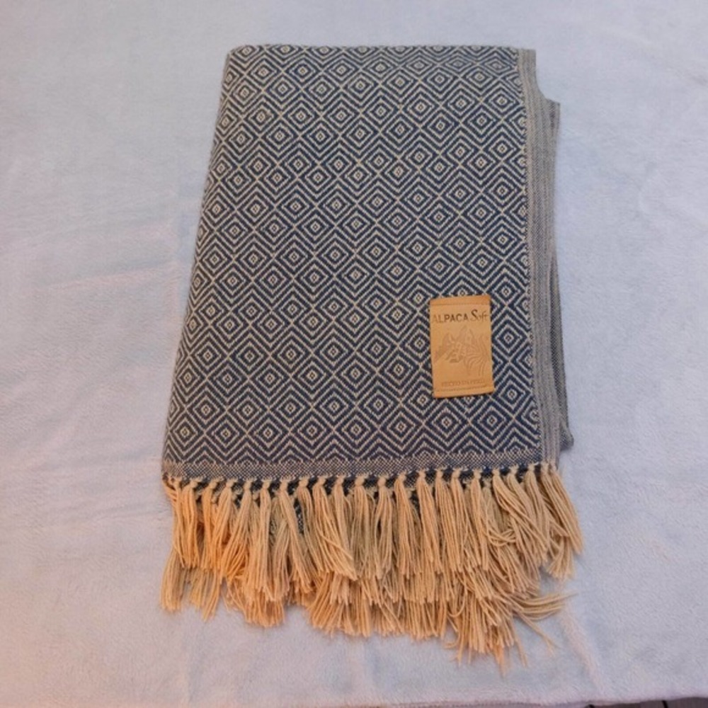 Alpaca Wool Blanket Throw Navajo Aztec Print Lightweight Tassel Cabin Couch